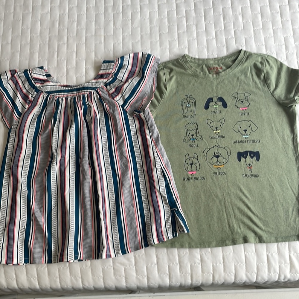 Cat & Jack, one T- shirt, one blouse, M size 7-8 girls